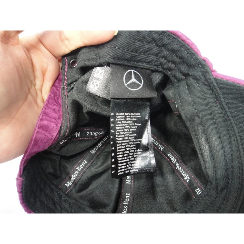 Mercedes-Benz Magenta Pink Rhinestone Embroidered Logo Baseball Cap Hat Women's